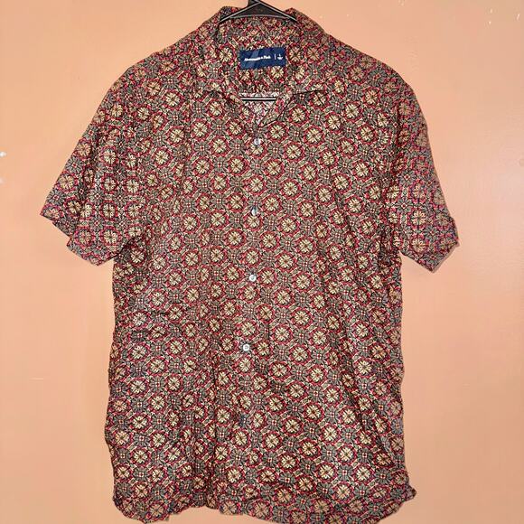 Abercrombie & Fitch Men's Floral Graphic Short Sleeve Button Down Shirt - Size L - Picture 1 of 8